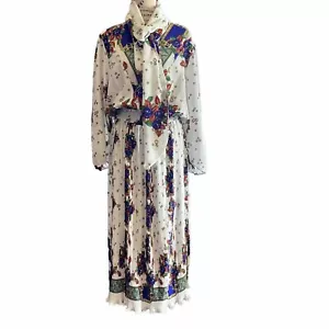 Vestido Boho Diane Freis Vintage Años 80 Georgette Midi Floral Paisley Bufanda M/L - Imagen 1 de 16