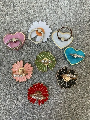 Soporte giratorio 360 para anillo de dedo de cristal para celular iPhone-FLORES/CORAZÓN NUEVO Foto 1 de 4