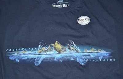 Camiseta Newport Azul Camiseta Calidad Desafío Agua Dulce Pesca de Lubina Foto 1 de 2