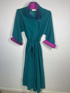 Vintage Vanity Fair Housecoat Robe Medium Quilted Yoke Full Length Pink Purple - Picture 1 of 19
