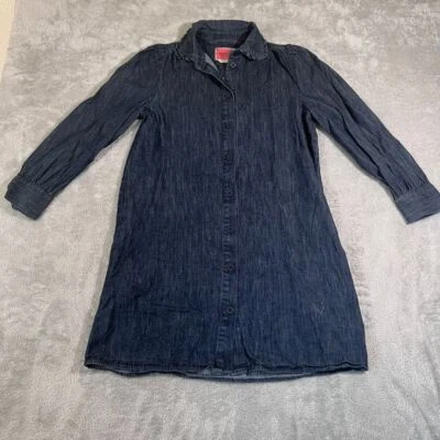 Vestido Camisa Kate Spade Denim XS Largo Medio Índigo Vestido Abotonado Manga Larga Foto 1 de 4