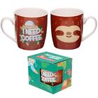 Colourful Cute Sloth Design New Bone China Tea Coffee Mug Gift Boxed