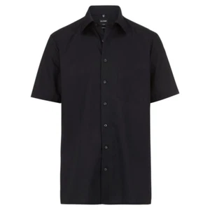 Camisa de hombre Olymp manga corta Luxor Modern Fit negra monocolor 030012 68 - Imagen 1 de 3