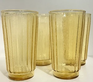 MCM Anchor Hocking Amber Ribbed Juice Glasses Light Tumblers Set of 4 Drinkware - Bild 1 von 10