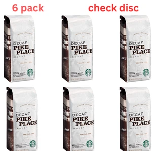Starbucks Pike Place descafeinado frijol entero tostado - Estuche de 6 (bolsas de 16 oz) ¡consulta BB! - Imagen 1 de 2
