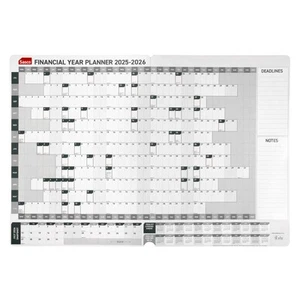 2025-2026 Financial Year Planner Sasco 874x607mm Yearly Wall Grey 3622526 - Picture 1 of 1