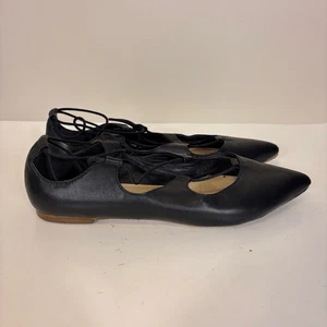 Loeffler Randall Black Leather Pointed Toe Strappy Flats 6.5 - Picture 1 of 10