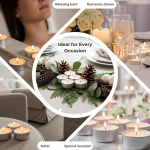 Candele Tea Light Senza Profumo Lunga Brucia Tealights per Decorazione Casa Festa Matrimonio - Foto 1 di 5