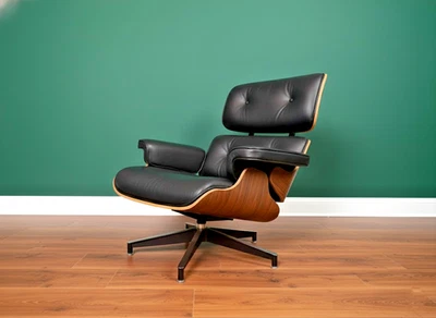 Réplica alta de Herman Miller Eames - Sillón y otomana modernos de mediados de siglo Foto 1 de 4