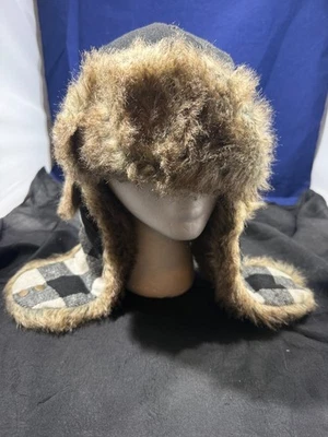Men’s Woolrich Bomber Hat Black/White Size L/XL Faux Fur Trim - Image 1 of 4