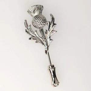 Broche de colección escocés con solapa de cardo Stickpin tono plateado accesorio para hombre - Imagen 1 de 9