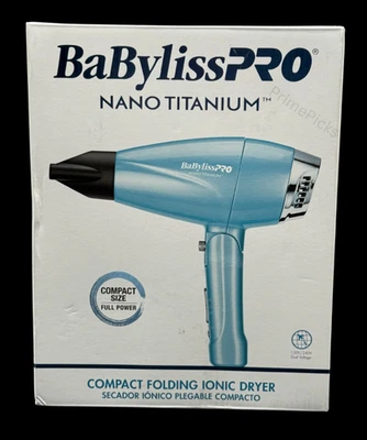 💙 BaBylissPRO Nano Titanium Compact Folding Ionic Hair Dryer 1200W Blue🔥 - Image 1 of 4