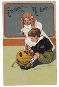 Cartolina Halloween PFB bambini intaglio zucca - Foto 1 di 2