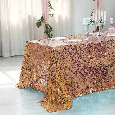 Gold Rectangular 90x156" Large Payette Sequin Tablecloth Wedding Catering SALE - Image 1 of 4