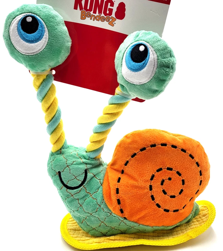 KONG Bendeez Caracol Grande Chirriante Arrugado Suave Perro Cuerda Juguete 12" Foto 1 de 4