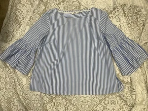 Vineyard Vines Women’s Top Blue White Stripes Size L Good Condition - Picture 1 of 7