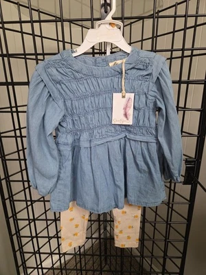 Jessica Simpson Bebé Niño Niñas Conjunto Túnica Cambray 3T Leggings Florales Foto 1 de 4