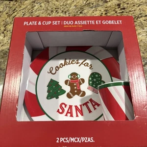 Teller und Tasse Set für Weihnachtsmann Neu im Karton 9 1/2" Teller & Tasse für Milch Cpix - Bild 1 von 6