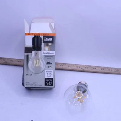 Feit Electric Dimmable LED Light Bulb Glass Filament Clear Soft White 2700K 40W - Image 1 of 4