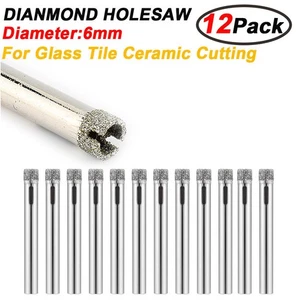 12x Diamantbohrer 6mm Hohlbohrer Lochsäge Bohrkrone Glasbohrer Fliesenbohrer - Picture 1 of 7