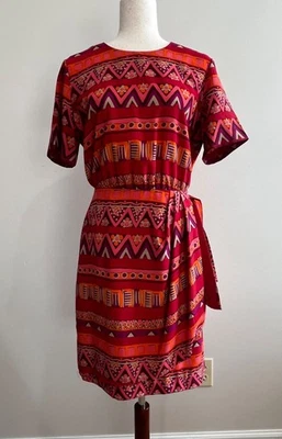 Vestido de Colección Sag Harbor Cintura Envolvente Para Mujer 10 Rojo Estampado Geométrico Años 90 Foto 1 de 4