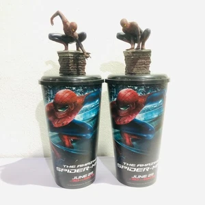 Set 2Pcs Marvel Amazing Spider-Man Movie 2014 Cup Topper 44oz.Cinemas Theatres - Picture 1 of 11
