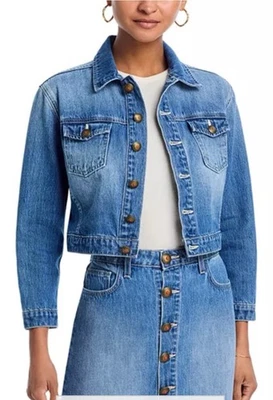 Chaqueta Vaquera Recortada L'AGENCE Koda Talla S $405 Color Woodrow Nueva con Etiquetas Foto 1 de 4