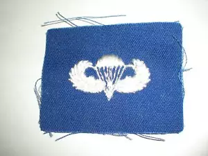 USAF BASIC PARA PARACHUTIST BADGE - WHITE ON BLUE TWILL - Picture 1 of 1