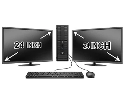 HP Desktop Computer🚩32GB 2TB SSD Quad Core i7 🚩Win 10 Pro PC 24" Dual LCD WIFI - Image 1 of 4