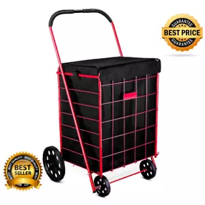 Folding Grocery Basket Cart Shopping Wheel Large Utility Laundry18"X15"X24"(Bag) - Picture 1 of 24