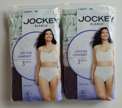 Jockey Elance Comfort Briefs 100% Cotton Mint Floral Wine 6 Pair  Size 7 - Image 1 of 4