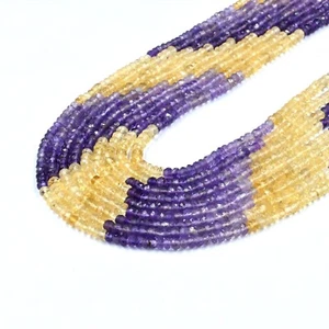 Amethyst Faceted Round Beads, Natural Citrine Round Beads, Faceted Two Gemstone - Picture 1 of 3