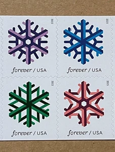USPS Contemporary Winter Stamps 2015 Geometric Snowflakes unused pane of 20 MNH - Picture 1 of 2