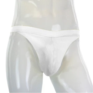 LatexDreamwear - sexy Latex Herren Männer Tanga Slip m. größerem Beutel weiß - Bild 1 von 6