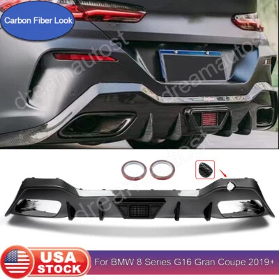 For BMW 8Series G16 M850i M-Sport 2018-2023 Rear Bumper Diffuser Lip Carbon Look - Imagem 1 de 4