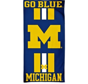 MICHIGAN WOLVERIES BEACH TOWEL 30"x60" NCAA College Wincraft 100% COTTON GO BLUE - Picture 1 of 1