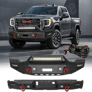 For 2020-2023 2023 GMC Sierra 2500/3500 HD Front/Rear Bumper W/Winch Plate&Light - Picture 1 of 14