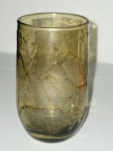 Sherwood Spicy Brown Leaf Textured 6 oz Juice Glass Vintage Anchor Hocking - Picture 1 of 1