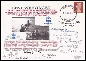 Lest We Forget Hockaday Cubierta Azul Marino Firmada 12 X-Craft/Chariot Crew - Imagen 1 de 4