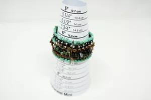 Bracciale elastico 6 fili pietre trucioli perline - Foto 1 di 1