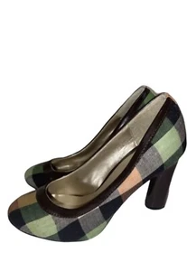 QUPID Multicolor Plaid Block Heel Slip On Shoes Women's Size 6 - Picture 1 of 9