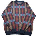 Vintage 90s CT  Colorblock Cosby Style Pattern Sweater Size XL Rare Colorful