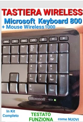 TASTIERA MOUSE WIRELESS SENZA Fili Microsoft Keyboard 800 MOUSE 1000 - Immagine 1 di 4