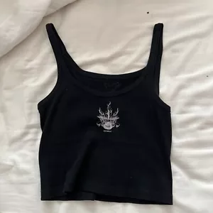 Brandy Melville Shirt Women One Size Black Cropped Tank Top Sleeveless Ladies A1 - Picture 1 of 5