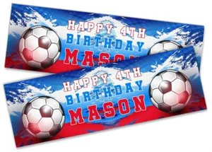 x2 bannière d'anniversaire personnalisée football design enfants décoration de fête 642 - Photo 1/5