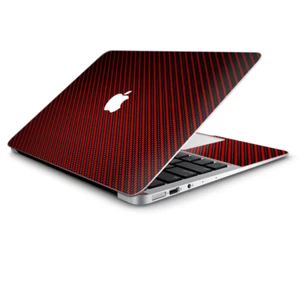 Skin Hülle für Macbook Air 11 Zoll rot schwarz Kohlefasergewebe Graphit - Bild 1 von 6