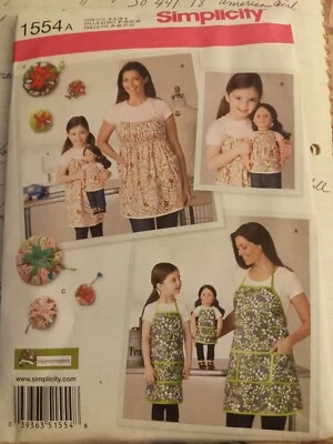 SIMPLICITY patterns1554A APRON for mother, girl and doll. UNCUT  - Image 1 of 4