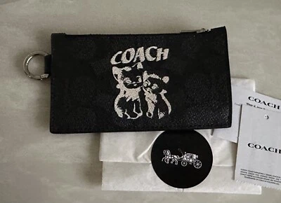 NUEVO CON ETIQUETAS COACH LIL NAS X GATITOS BLOQUEO CARBÓN FIRMA CREMALLERA ESTUCHE TARJETA CQ078 Foto 1 de 4
