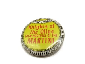 Martini Drinking Pin Button True Vintage Knights of the Olive Brothers of Martin - Picture 1 of 5