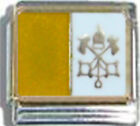 VATICAN CITY HOLY SEE FLAG Ceramic Italian Charm 9mm PQ055 Sgle Bracelet Link